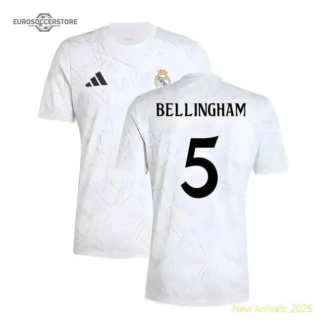 2024-2025 Real Madrid Pre-Match Shirt (White) (Bellingham 5)-Football Jersey Hub