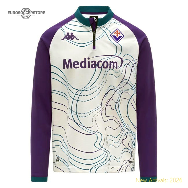 2025-2026 Fiorentina Pre Match Sweat Top (White-Violet)-Football Jersey Hub