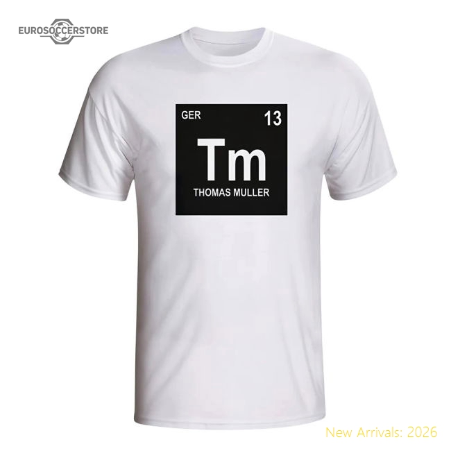 Thomas Muller Germany Periodic Table T-shirt (white)-Football Jersey Hub