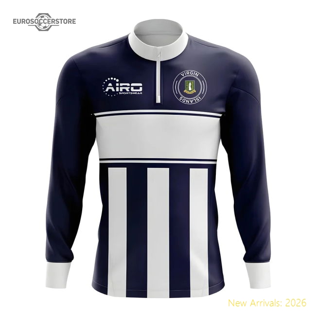 Virgin Islands Concept Football Half Zip Midlayer Top (Navy-White)-Football Jersey Hub