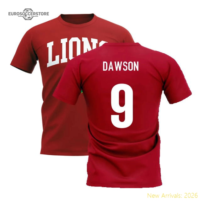 British and Irish Lions Since 1888 T-Shirt (Red) (Dawson 9)-Football Jersey Hub