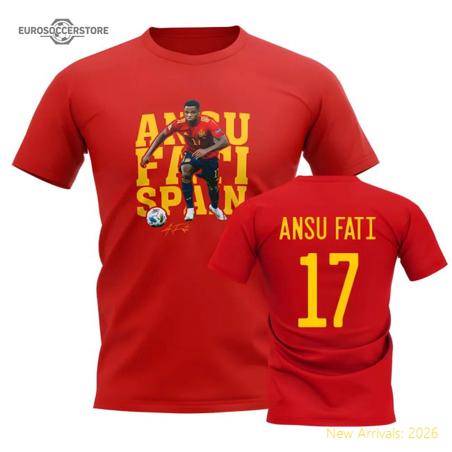 Ansu Fati Spain Player Tee (Red)-Football Jersey Hub