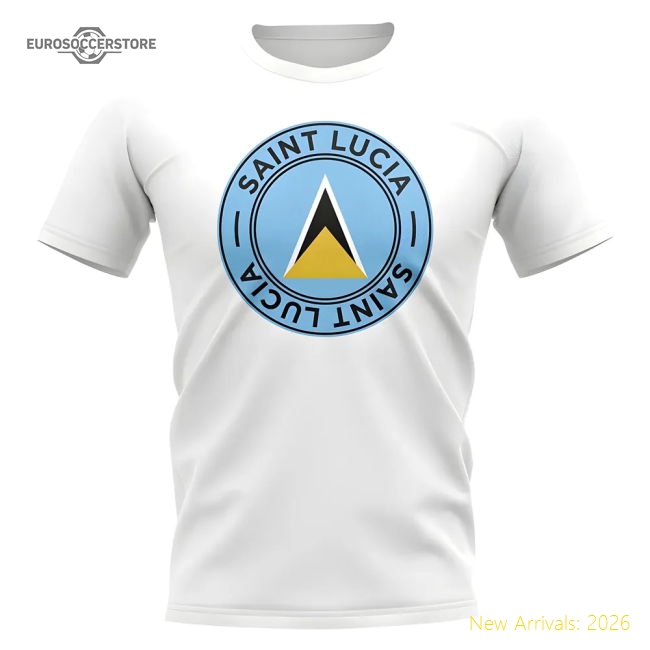 Saint Lucia Football Badge T-Shirt (White)-Football Jersey Hub