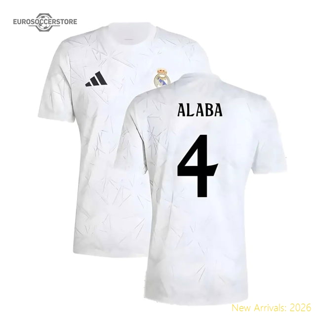 2024-2025 Real Madrid Pre-Match Shirt (White) (Alaba 4)-Football Jersey Hub