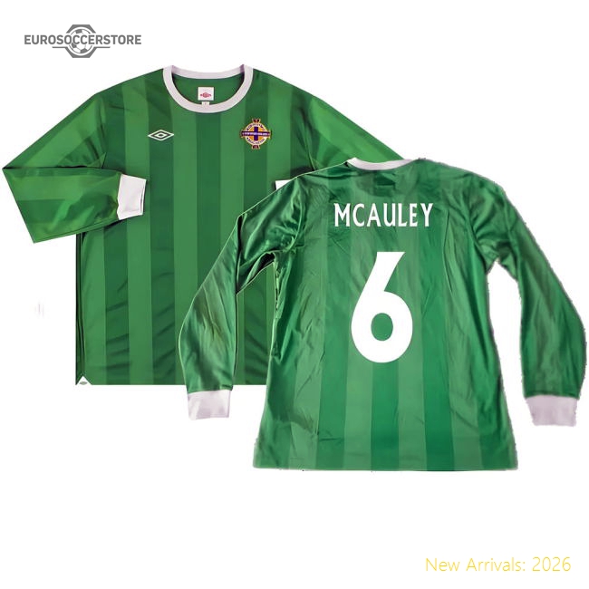 Northern Ireland 2010-12 Long Sleeve Home Shirt ((Good) XL) (McAuley 6)-Football Jersey Hub