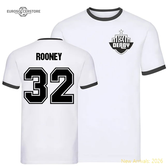 Wayne Rooney Derby Ringer Tee (white)-Football Jersey Hub