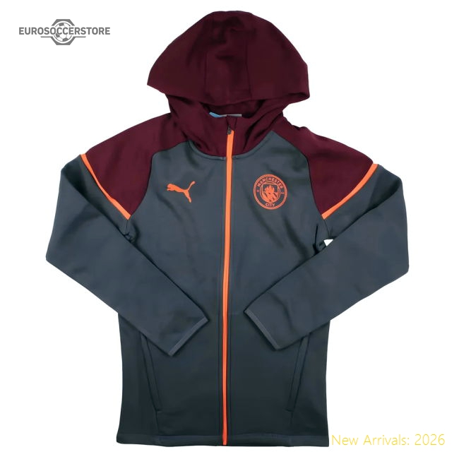 2023-2024 Man City Casuals Hooded Jacket (Strong Grey)-Football Jersey Hub
