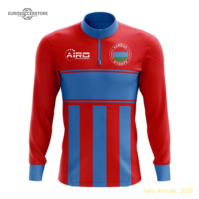 Karelia Concept Football Half Zip Midlayer Top (Red-Blue)-Football Jersey Hub