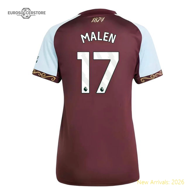 2025-2026 Aston Villa Home Shirt (Womens) (Malen 17)-Football Jersey Hub
