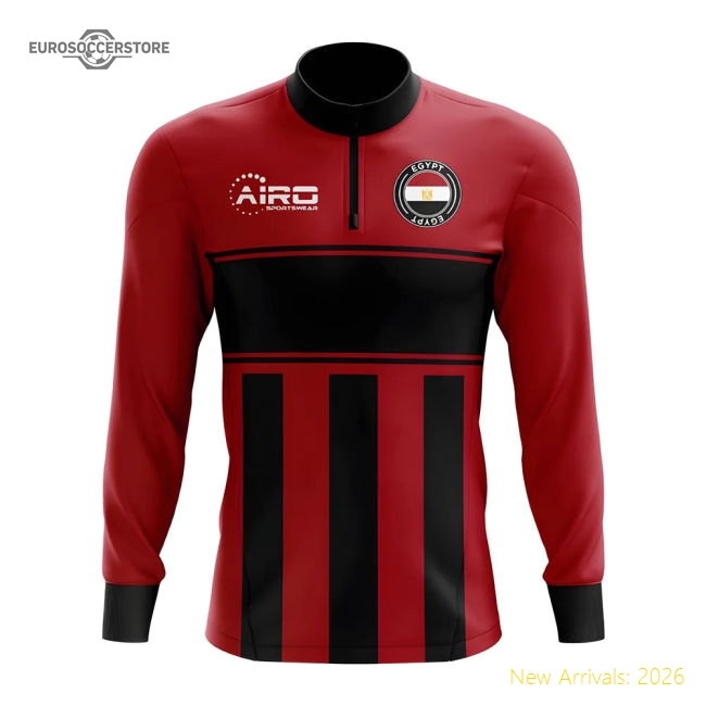 Egypt Concept Football Half Zip Midlayer Top (Red-Black)-Football Jersey Hub