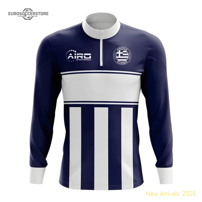 Greece Concept Football Half Zip Midlayer Top (Navy-White)-Football Jersey Hub