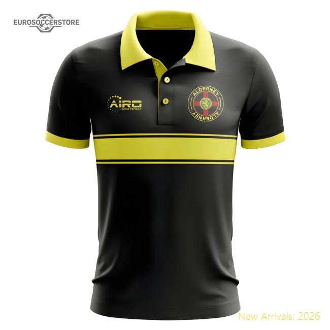 Alderney Concept Stripe Polo Shirt (Black)-Football Jersey Hub