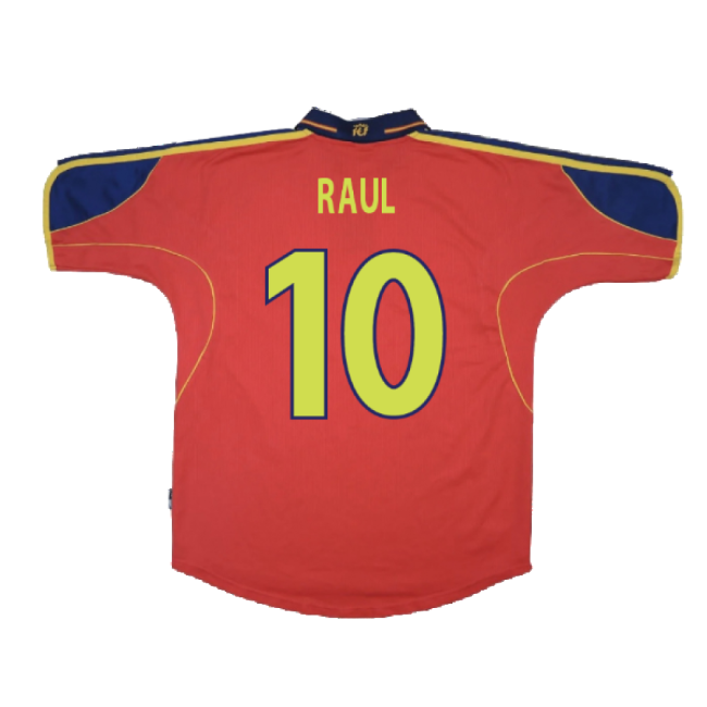 Spain 1999-02 Home Shirt ((Excellent) M) (Raul 10)-Football Jersey Hub