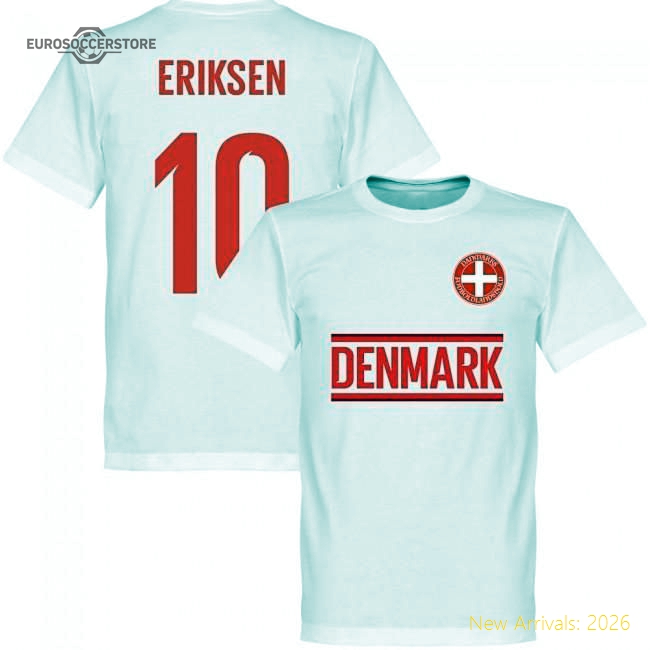 Denmark Eriksen 10 Team T-Shirt - White-Football Jersey Hub