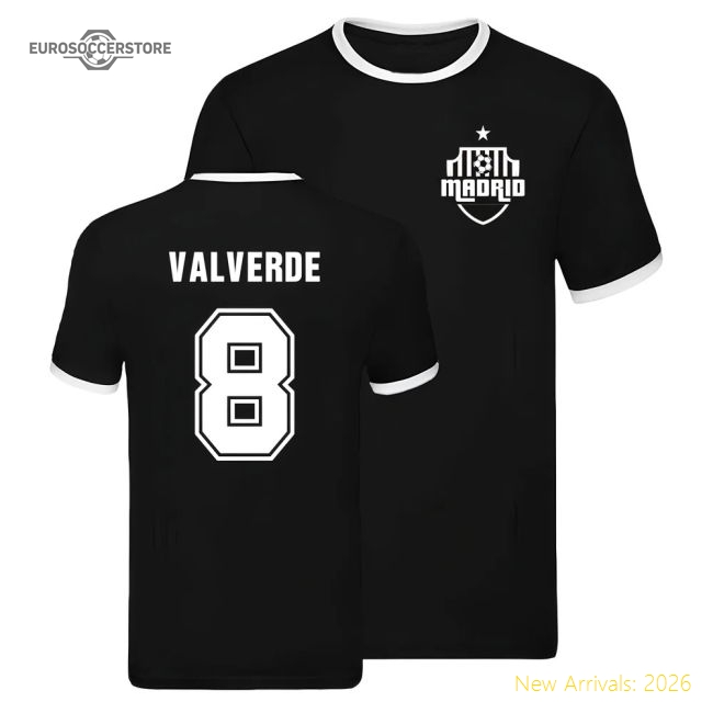 Real Madrid Ringer T-shirt (Valverde 8)-Football Jersey Hub