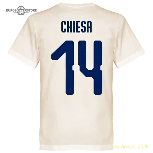 Italy Chiesa 14 Team T-Shirt - White-Football Jersey Hub