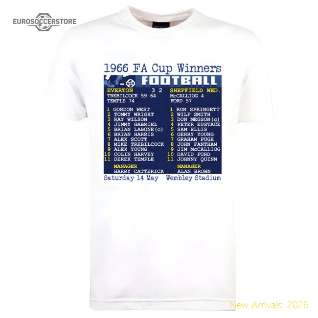 1966 FA Cup Final (Everton) Retrotext T-Shirt - White-Football Jersey Hub