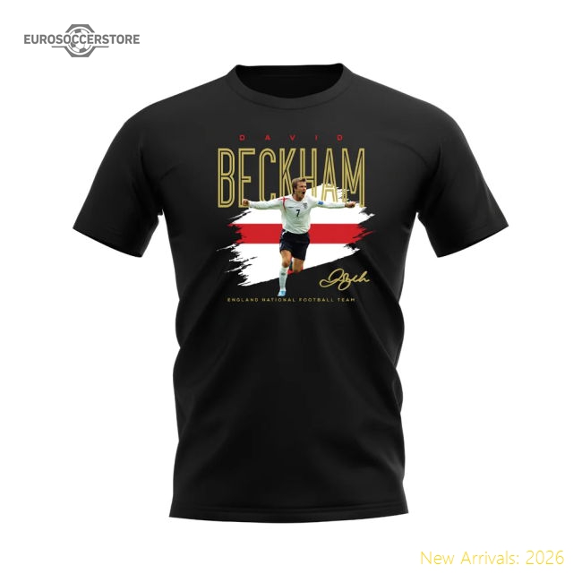 David Beckham England Football Celebration T-Shirt (Black)-Football Jersey Hub