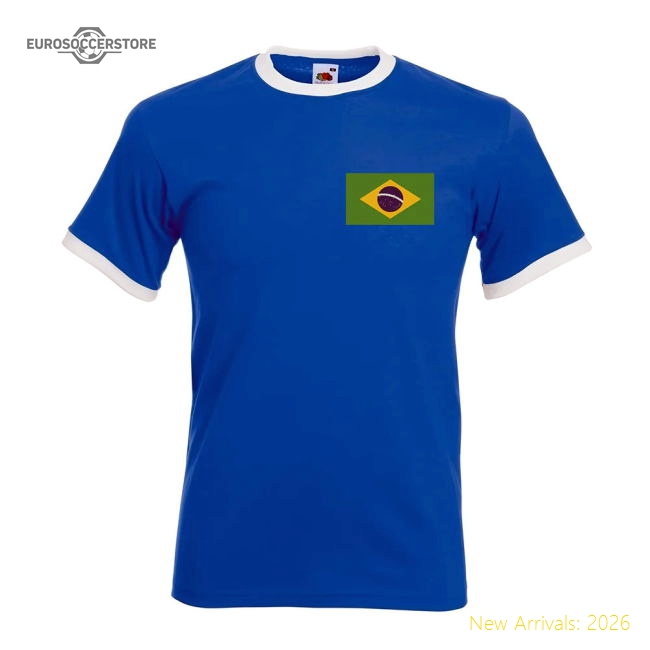 Neymar Brazil Ringer Tee (blue)-Football Jersey Hub