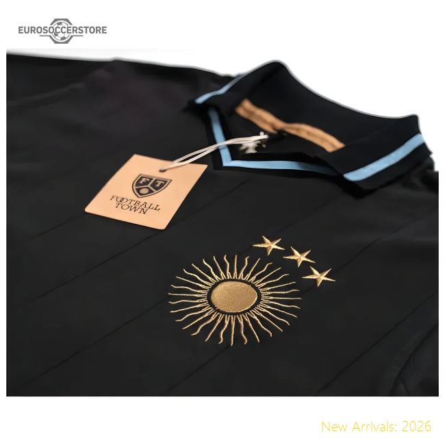 Argentina Messi Polo Shirt Sol GOAT Captain Black-Football Jersey Hub