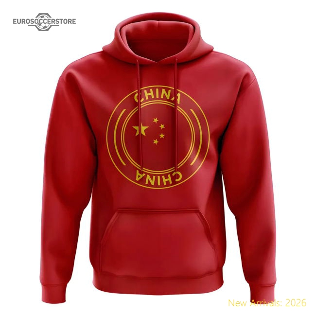 China Football Badge Hoodie (Red)-Football Jersey Hub
