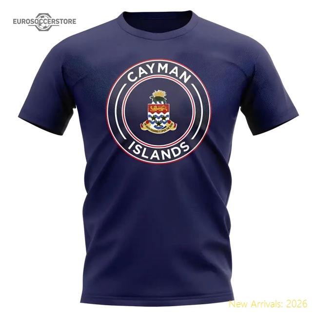 Cayman Islands Football Badge T-Shirt (Navy)-Football Jersey Hub