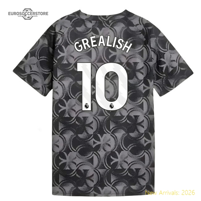 2025-2026 Man City Warm Up Jersey (Black) - Kids (Grealish 10)-Football Jersey Hub