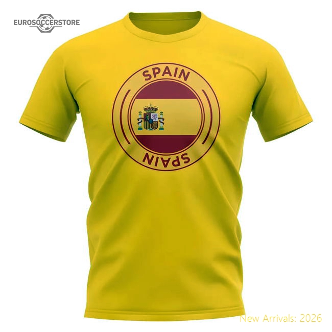 Spain Football Badge T-Shirt (Yellow)-Football Jersey Hub