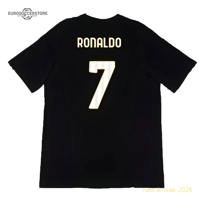 2023-2024 Juventus Cotton Tee (Black) (RONALDO 7)-Football Jersey Hub