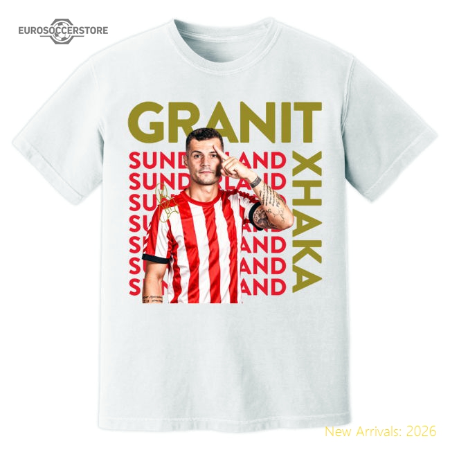 Granit Xhaka Sunderland New Signing T-Shirt (White)-Football Jersey Hub