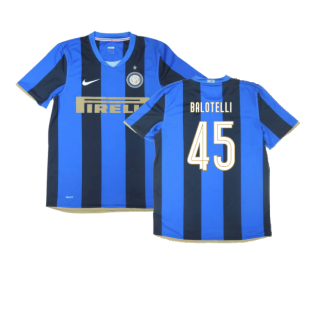 Inter Milan 2008-09 Home Shirt ((Excellent) S) (Balotelli 45)-Football Jersey Hub