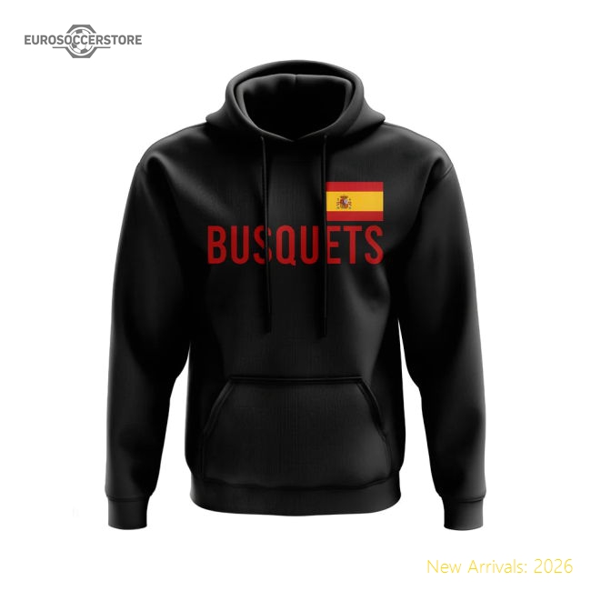 Sergio Busquets Spain Name Hoody (Black)-Football Jersey Hub