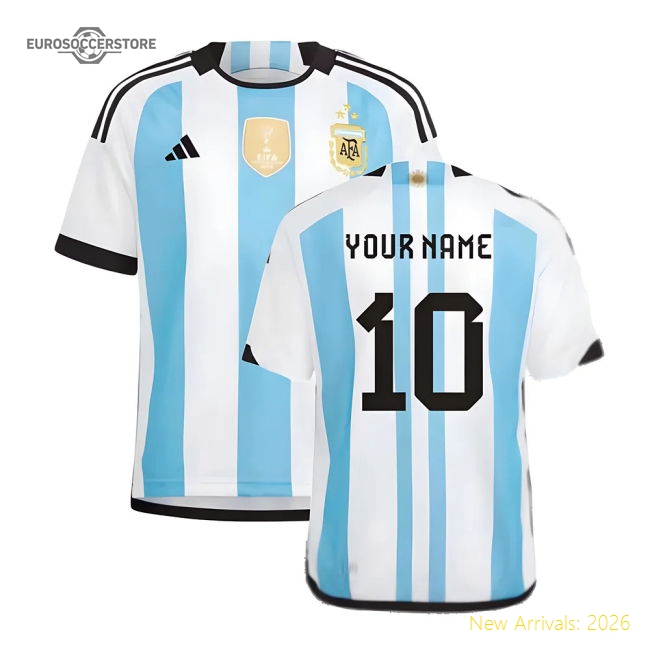 Argentina 2022 World Cup Winners Home Shirt - Kids (Your Name)-Football Jersey Hub