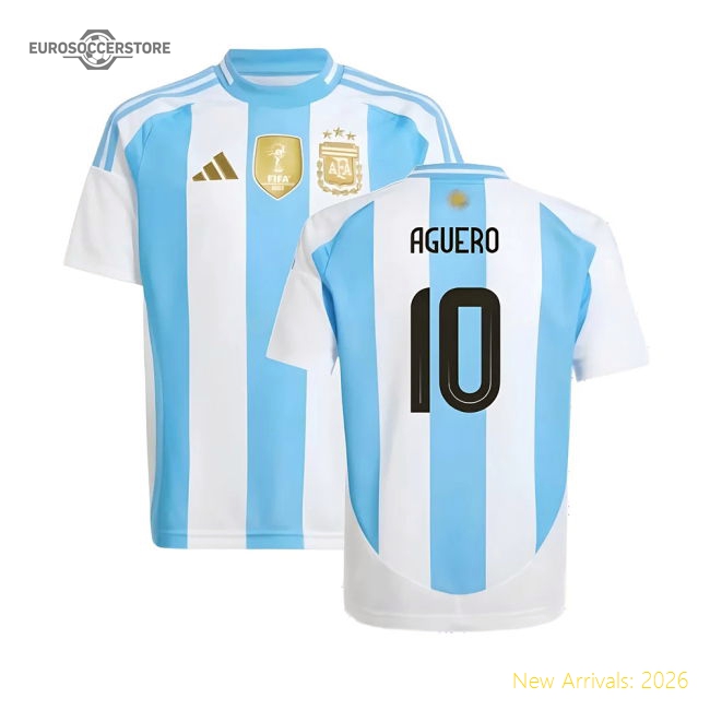 2024-2025 Argentina Home Shirt (Kids) (AGUERO 10)-Football Jersey Hub