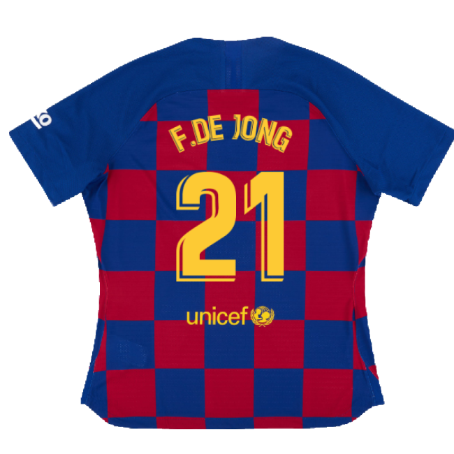 Barcelona 2019-20 Womens Home Shirt (Vaporkit) ((Excellent) S) (F.De Jong 21)-Football Jersey Hub