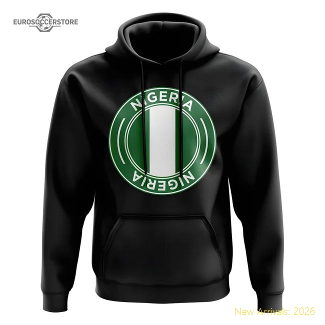 Nigeria Football Badge Hoodie (Black)-Football Jersey Hub
