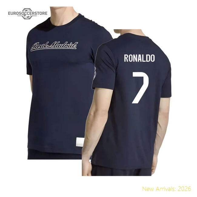 2025-2026 Real Madrid US Tee (Navy) (Ronaldo 7)-Football Jersey Hub