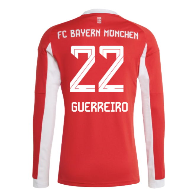 2025-2026 Bayern Munich Long Sleeve Home Shirt (Guerreiro 22)-Football Jersey Hub