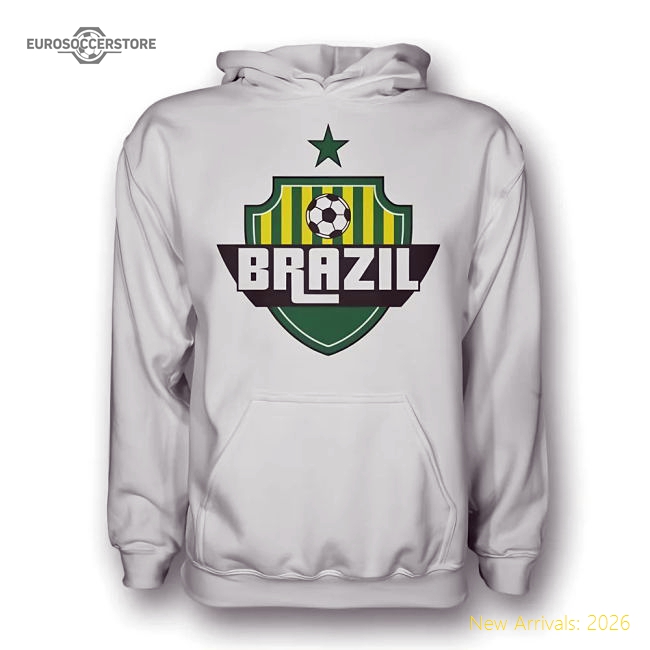 Brazil Country Logo Hoody (white) - Kids-Football Jersey Hub
