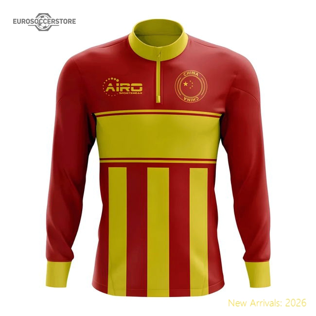 China Concept Football Half Zip Midlayer Top (Red-Yellow)-Football Jersey Hub