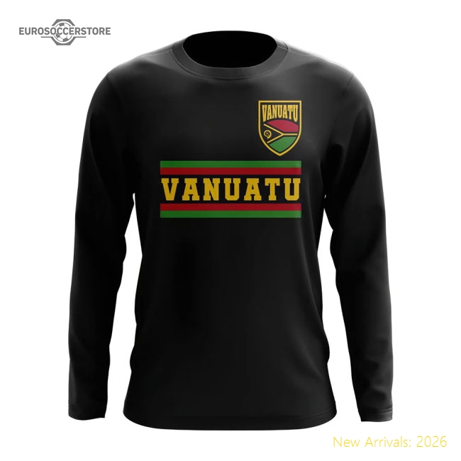Vanuatu Core Football Country Long Sleeve T-Shirt (Black)-Football Jersey Hub