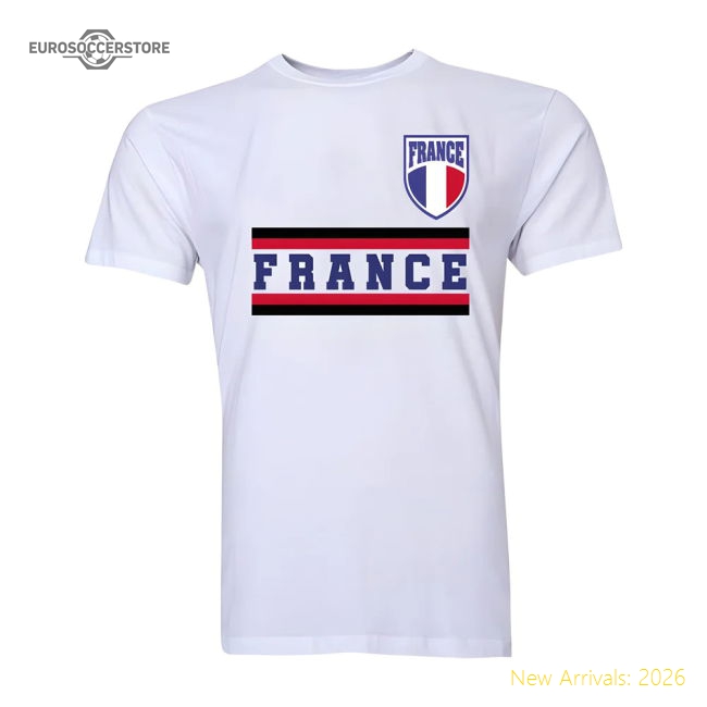 France Core Football Country T-Shirt (White)-Football Jersey Hub