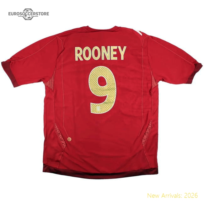 England 2006-08 Away Shirt (L) Rooney #9 (Excellent)-Football Jersey Hub