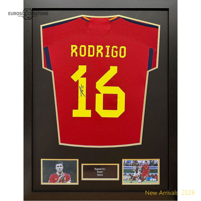 Spain Rodri Signed Shirt (Framed)-Football Jersey Hub