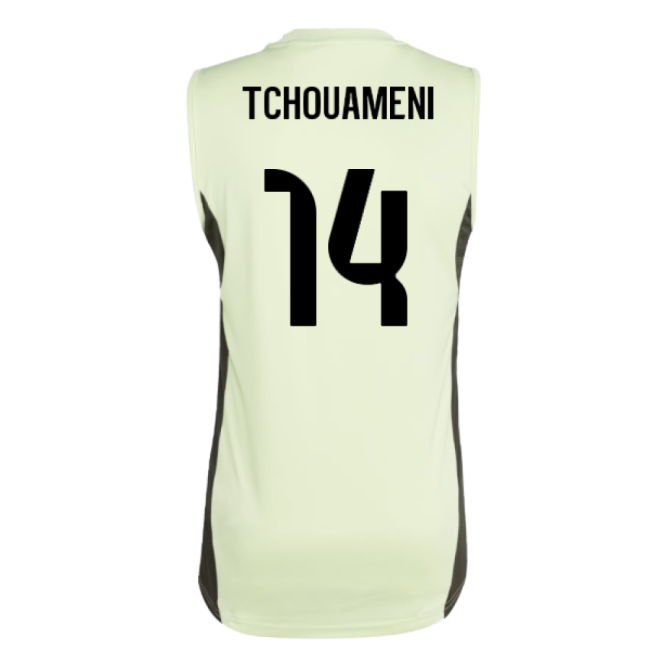 2025-2026 Real Madrid Sleeveless Training Jersey (Almost Lime) (Tchouameni 14)-Football Jersey Hub