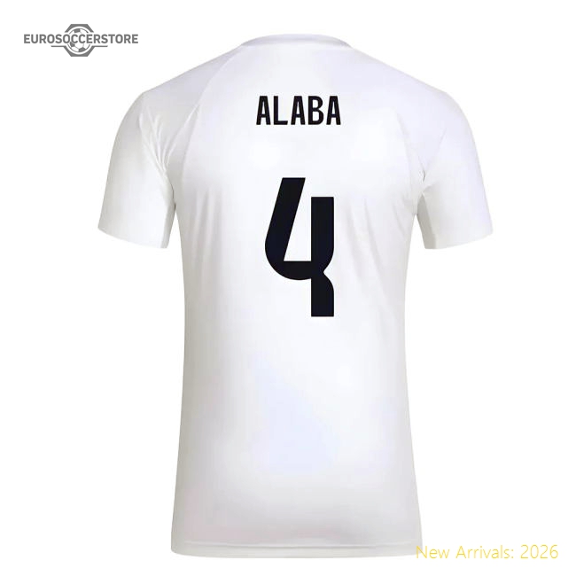 2025-2026 Real Madrid Seasonal Graphic Tee (White) (Alaba 4)-Football Jersey Hub