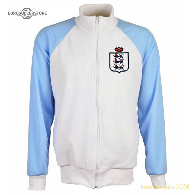 England 2018 Raglan Retro Track Jacket (White)-Football Jersey Hub