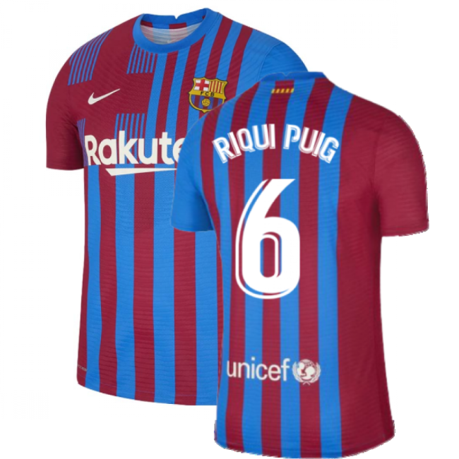 2021-2022 Barcelona Vapor Match Home Shirt (RIQUI PUIG 6)-Football Jersey Hub