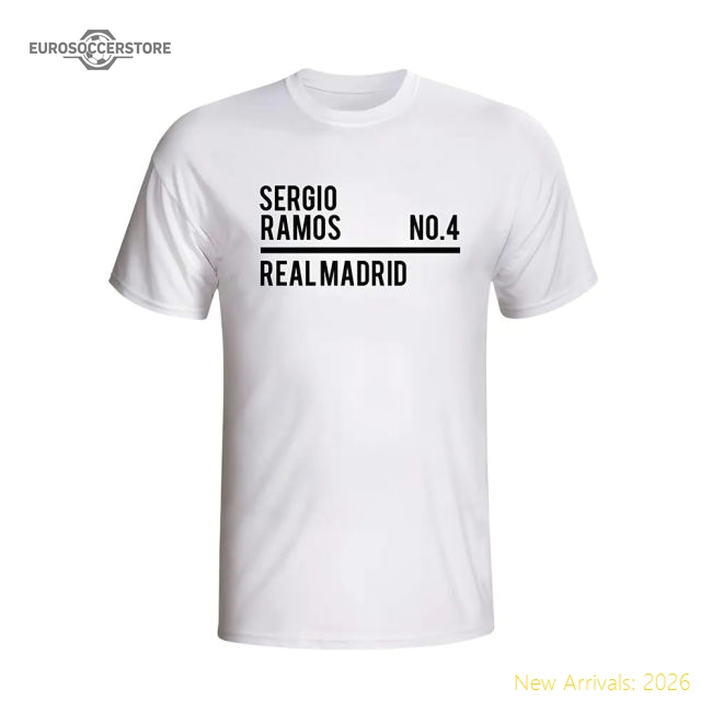 Sergio Ramos Real Madrid Squad T-shirt (white) - Kids-Football Jersey Hub