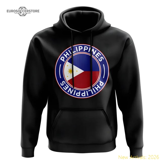 Philippines Football Badge Hoodie (Black)-Football Jersey Hub
